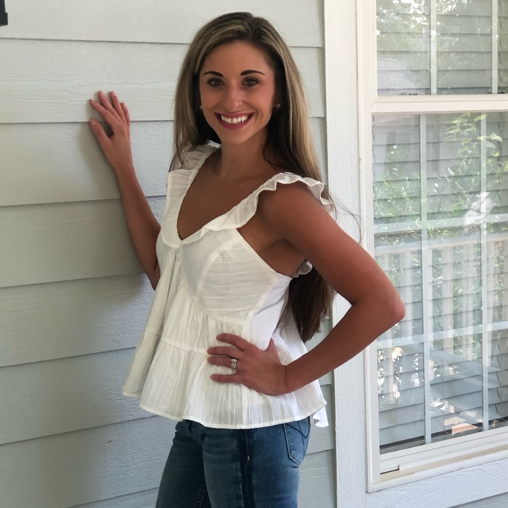 White Ruffle Cotton Tank - Picture 3 of 3